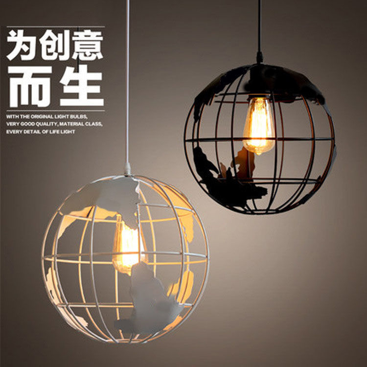 Nordic Modern Simple Art Chandelier Coffee Shop Restaurant Bar Iron Chandelier Milk Tea Shop Black and White Globe