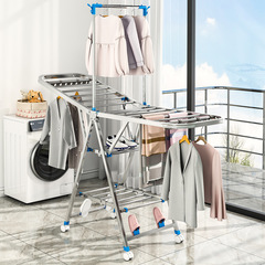 Stainless steel floor-standing foldable indoor household clothes dryer, simple baby clothing and bedding hanger for balcony