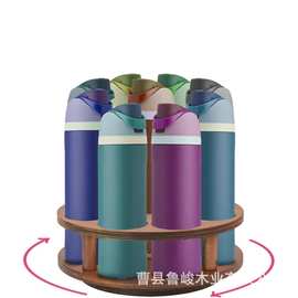 跨境木质水杯收纳架厨房可旋转调料储物架家用保温杯架水瓶置物架
