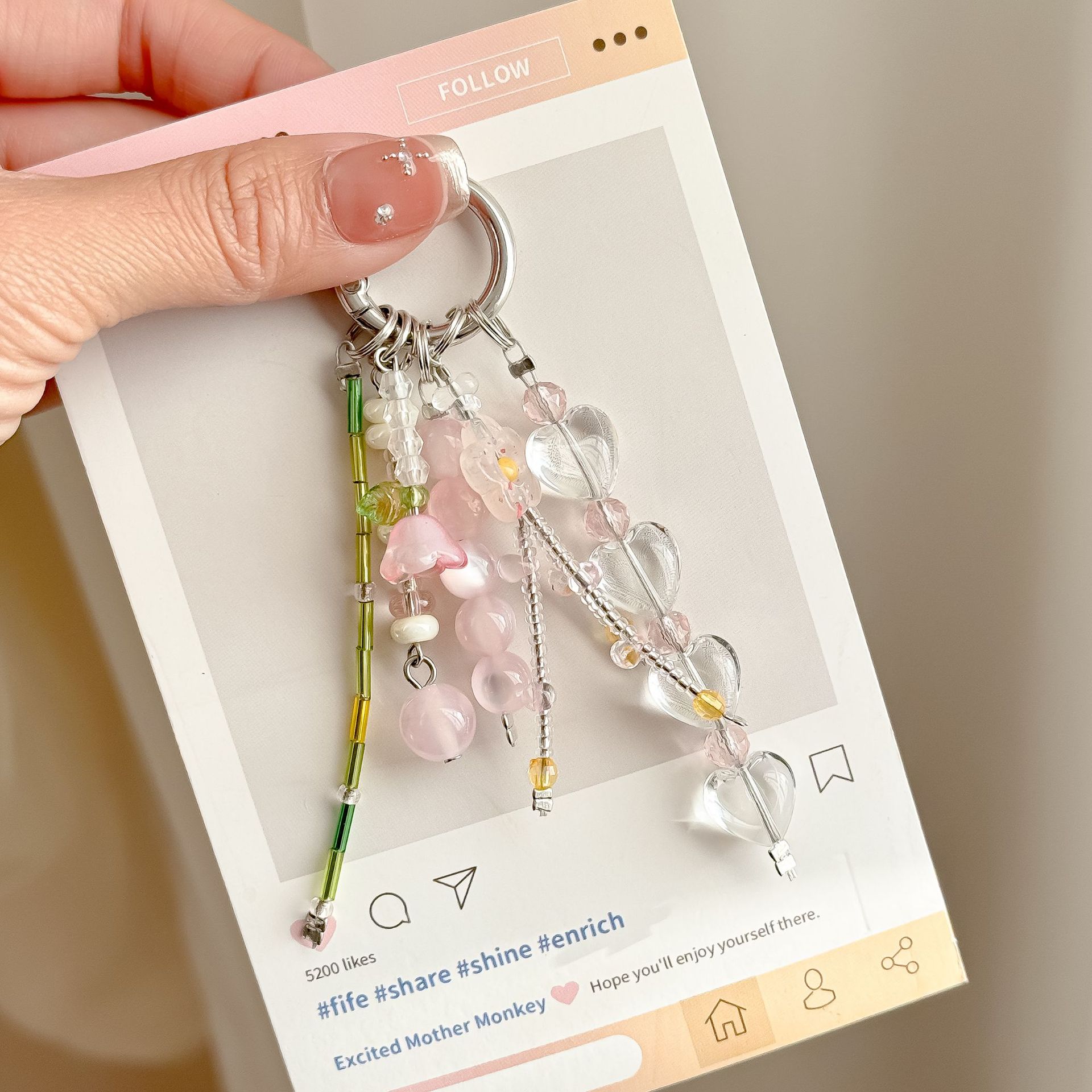 Fresh and Simple Lily of the Valley Flower Bag Pendant Handmade Beaded Phone Keychain Decoration Ins Style Tassel Sweet Bag Accessory