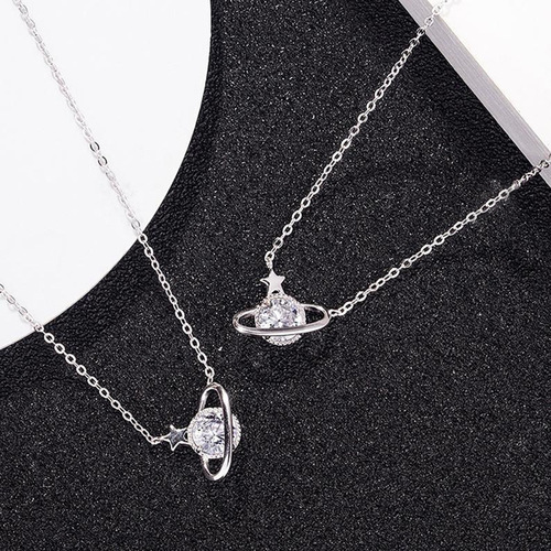 Japanese and Korean ins personality super fairy temperament starry sky planet pendant necklace simple cold style five-pointed star clavicle necklace