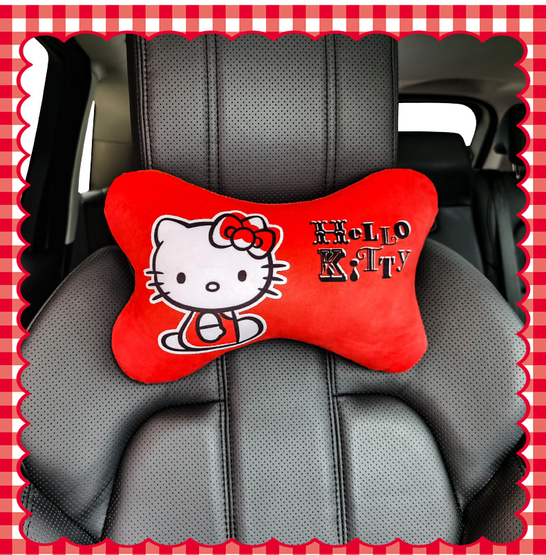 Hellokitty Car Pillow Cute Cartoon Car Headrest Neck Pillow Popular Leather Pillow Bone Pillow for Women