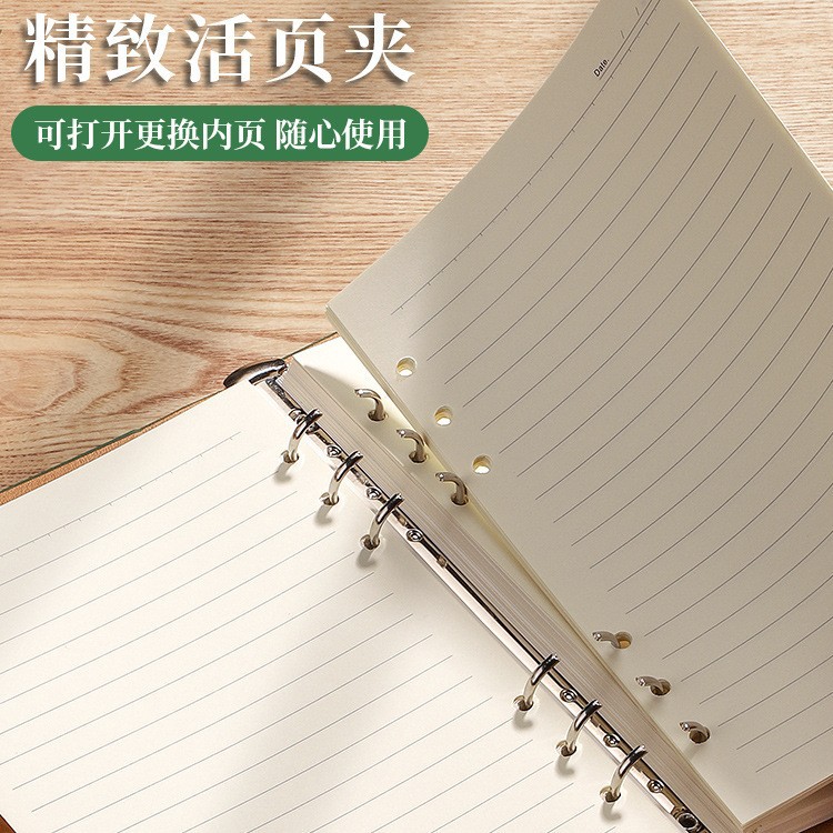 Cuaderno de hojas sueltas A5 engrosado de cuero desmontable B5 de negocios de alta apariencia cuaderno traje caja de regalo