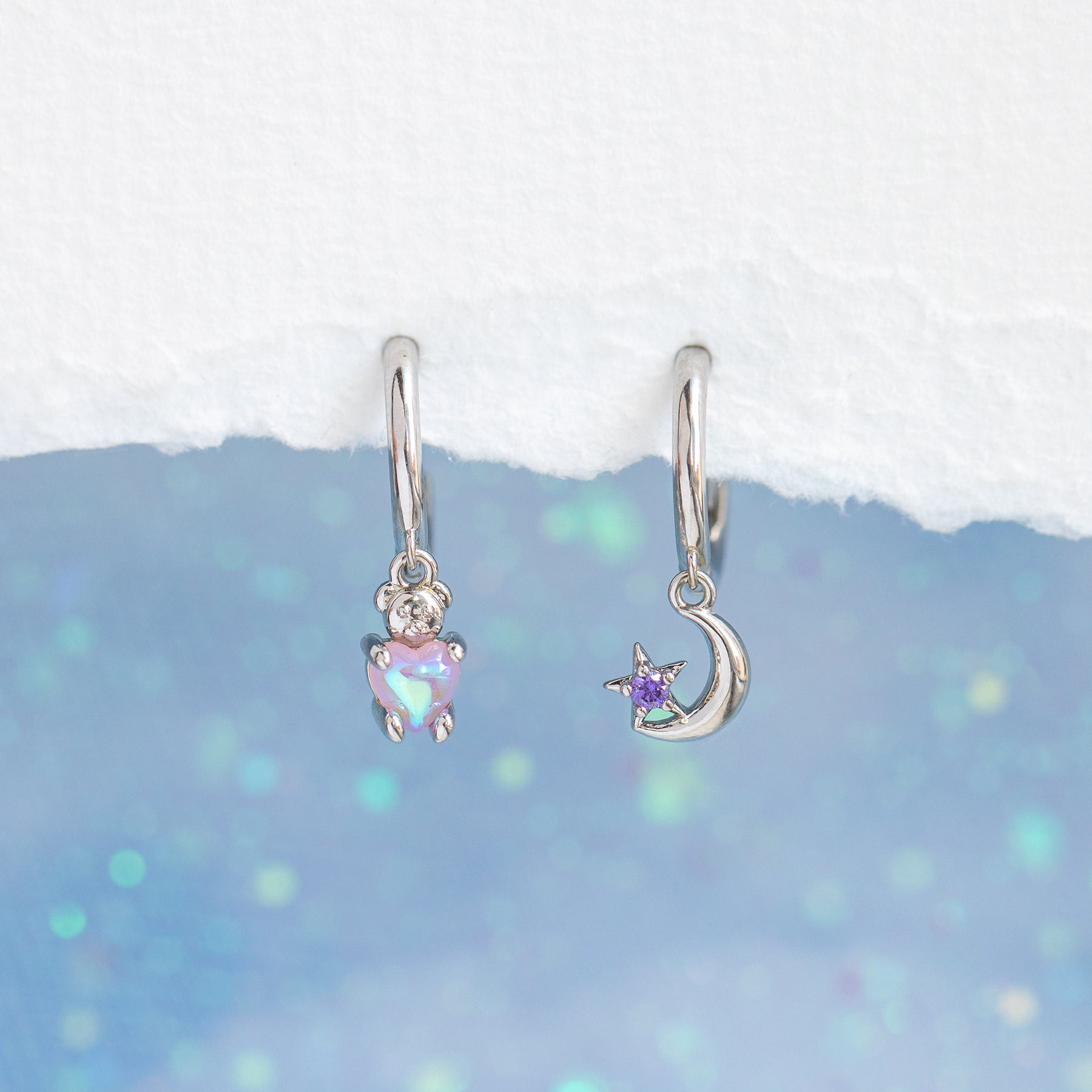 Fashion Moon Bear Brass Earrings Inlay Zircon Copper Earrings