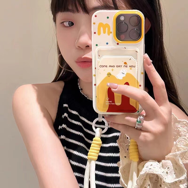 Mcdonald's Card Holder Is Suitable for Apple 16Promax Mobile Phone Case Iphone1513/12 Protective Cover Lanyard Waterproof