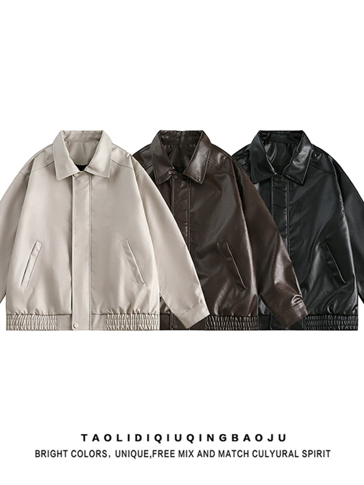 Jacket, polyurethane oversize, American retro style, high-quality oversized fit