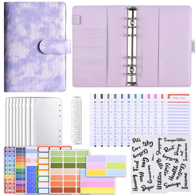 [명품선물팩] - 럭셔리 악어 퍼플 (저가 카드 12개 + 지퍼백 8개 + 워드 스티커 2개 + 다기능 스티커 3개 + 캘리퍼스 1 + 컬러 라벨 스티커 2 + 2