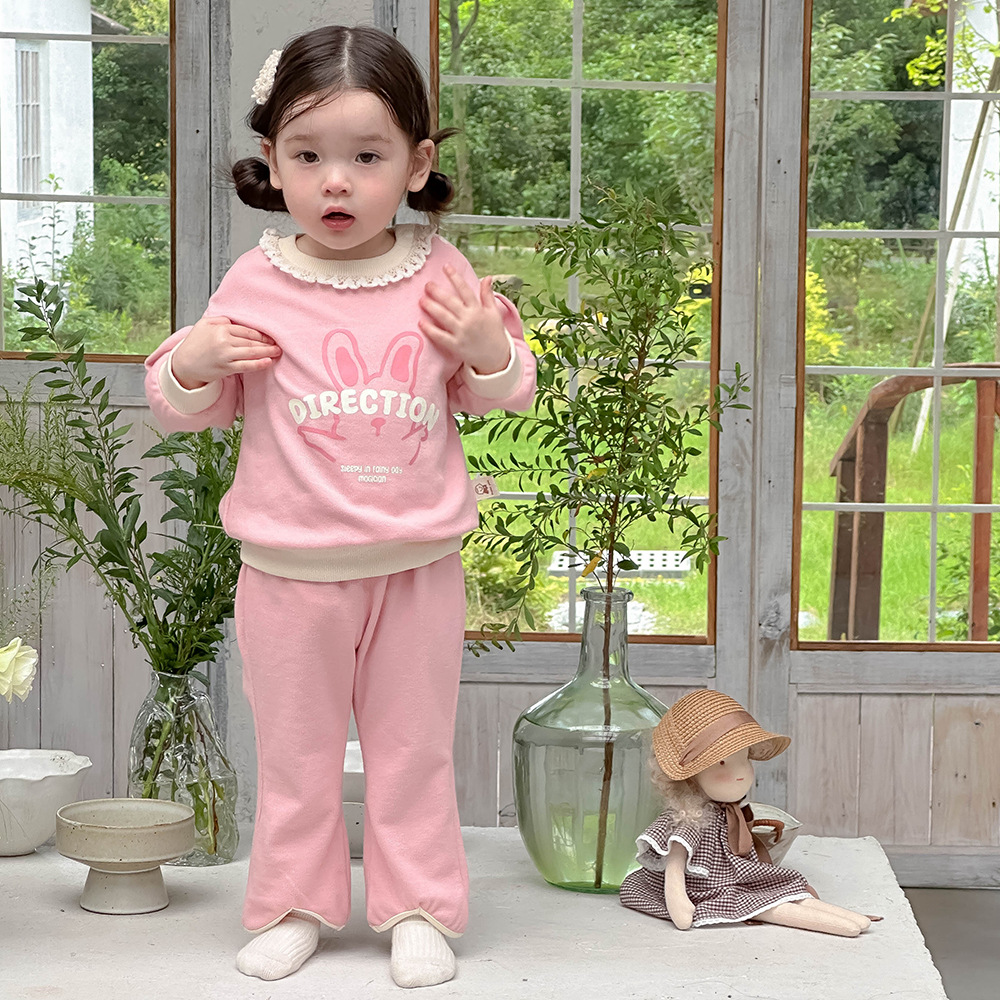 Niños primavera primavera dibujos animados conejito niña traje primavera nuevo traje para niños niña bebé traje de dos piezas