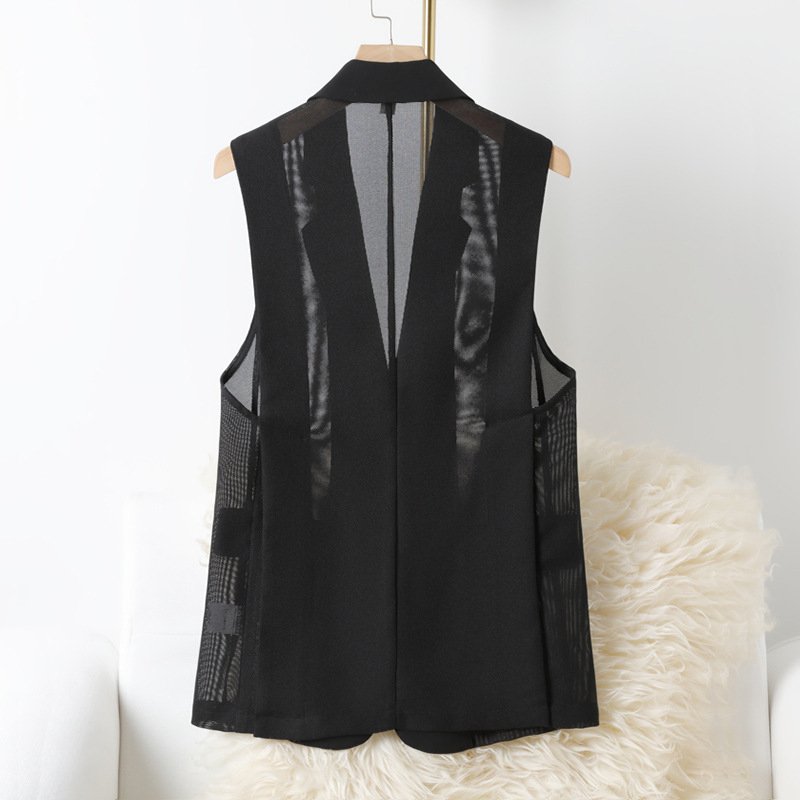 Mesh Casual Vest for Women Summer 2024 New Slim Fit Thin Workplace Design Breathable Vest Outer Wear