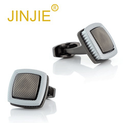 New High-End Square Double-Layer Gun Black Polka Dot Alloy Cufflinks for Import and Export Men's French Cufflinks Wholesale