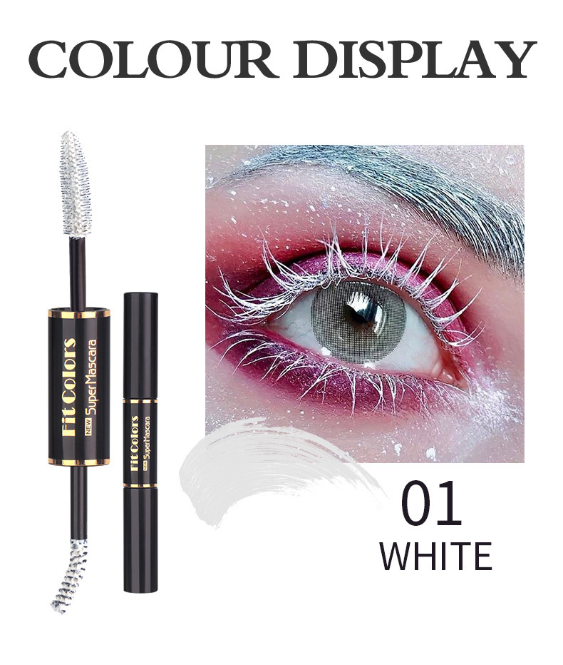 Fit Colors Double-head colored mascara is thick, curly and less likely to smudge white hair undefined