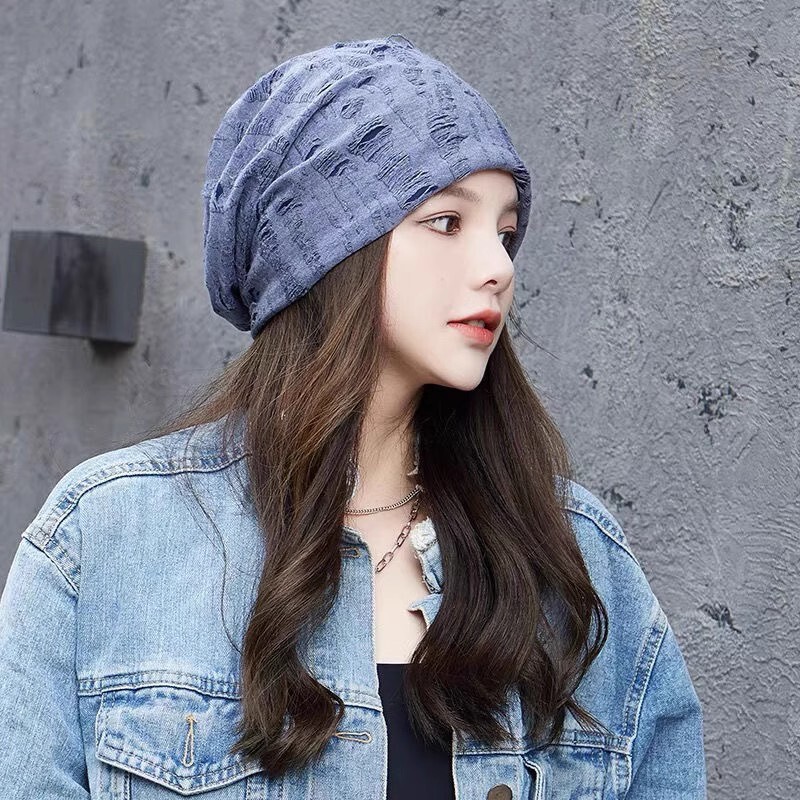 Hat and Wig Combo Short Curly Hair Autumn and Winter Warm Beanie Slouchy Beanie Knit Hat Medium-Length Curly Hat Wig Set