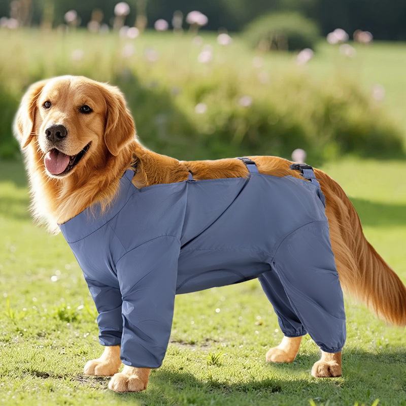 Perro de primavera y verano Perro mediano y grande Golden Retriever Pantalones a prueba de polvo Perro grande al aire libre a prueba de suciedad e impermeable Ropa para mascotas