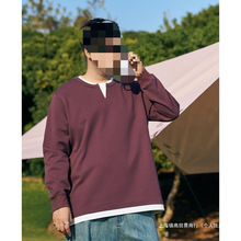 2025款【假两件】森老板大码男装春季男士新款卫衣宽松显瘦百