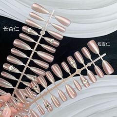 手工穿戴甲秋冬新款短杏仁貓眼腮紅一克拉高級百搭氣質款成品甲片