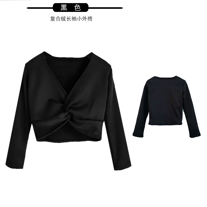 Venta al por mayor Dancing Fleece chaqueta de terciopelo compuesto de manga larga chal ropa de baile para niños ropa de práctica para Niñas Ropa exterior