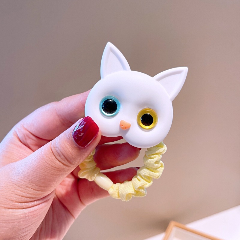 Japanese And Korean New Style Cute Cat Hair Rope Color Small Intestine Cloth Ring Girl Ball Head Rope Tie Hair Rubber Band Jewelry display picture 6