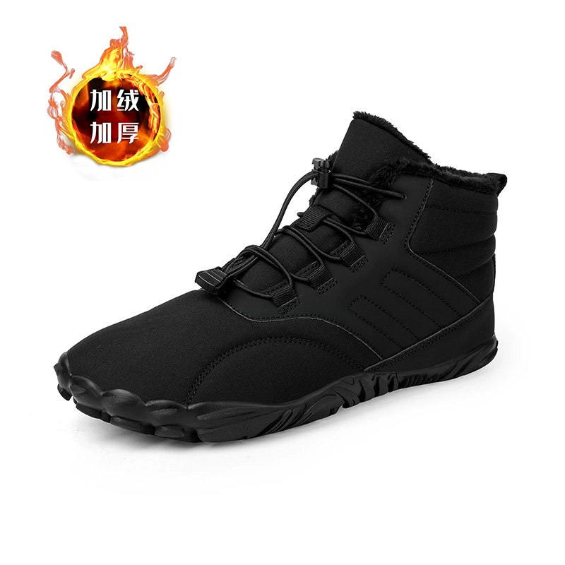Трансграничные наружные снежные сапоги мужские зимние противоскользящие водонепроницаемые плюс бархат теплые хлопчатобумажные туфли женские толстые подошвы босые сапоги с пятью пальцами