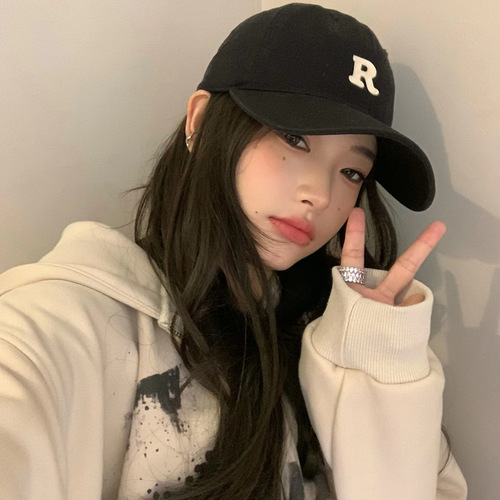 Internet celebrity style R letter peaked hat for women isn trendy brand soft top baseball cap hat for women