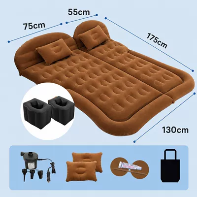 Universal Travel Self-driving Travel Must-have Vehicle-mounted inflatable bed - dual-purpose-trunk-and-rear-seat-honeycomb-suv-flocking-brown-square-pier