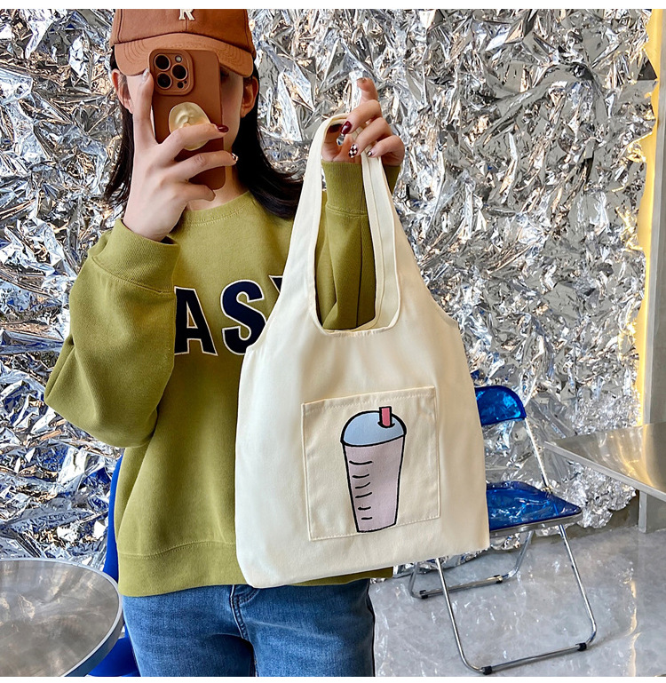 Wholesale vest canvas bags, large capacity o creative large capacity shopping bags, hand-held canvas tote bags undefined