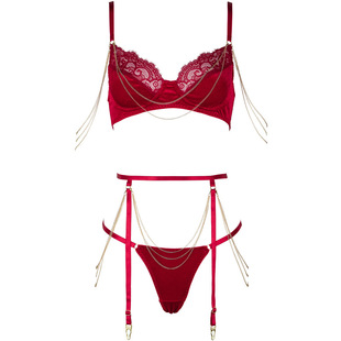 FQ2927 high-grade velvet eyelash lace detachable gold chain steel support French bra suit low waist briefs