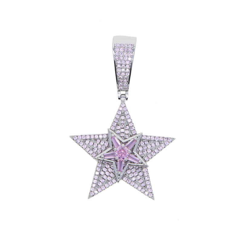 rope chain Chain Type 1 Piece Quantity Hip-hop Cool Style Star Copper Inlay Zircon Pendant Necklace