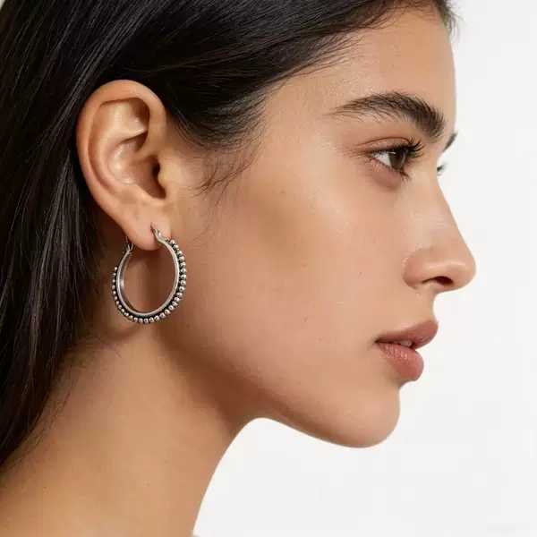 Factory direct sale, new cross-border hot-selling earrings, European and American retro circle bead chain design, high-end trendy earrings