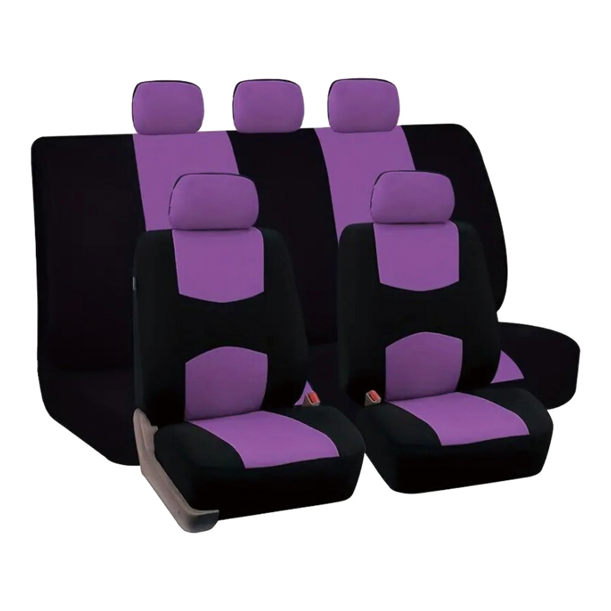 Fundas universales de tela para asientos de coche, superventas transfronterizas, diseño sencillo con bloques de color, fundas de cojín suaves y cómodas al por mayor.