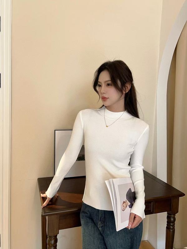 Urbane Rosy@12色半高领针织打底衫女高级感内搭毛衣中领针织上衣|undefined