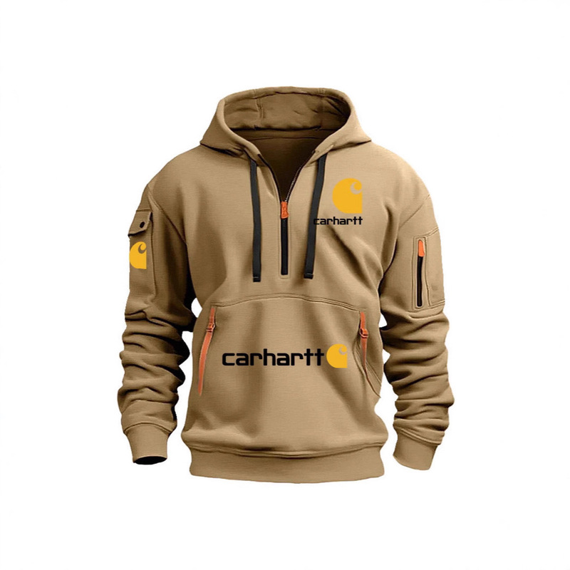 Cross-Border American Carhartt Loose Trendy Brand Multi-Flap Pocket Pants Zipper Hooded Sweatshirt Men's Autumn and Winter Jacket Pullover