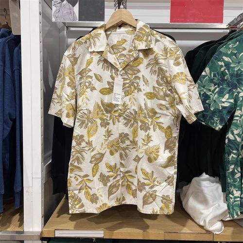 Men's Modal Cotton Blended Print Short-Sleeve Open-Neck Shirt 467512 467120 467513 458353