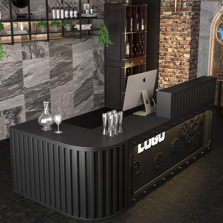 工业风收银台酒吧餐饮烧烤咖啡奶茶美容服装店接待台转角柜台吧台