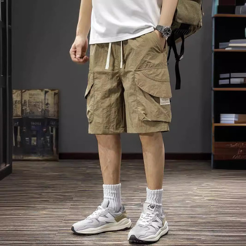 2025 Summer Thin Loose Plus Size Ice Silk Casual Five-Pocket Shorts Quick-Dry Men's Japanese Trend Brand Work Shorts