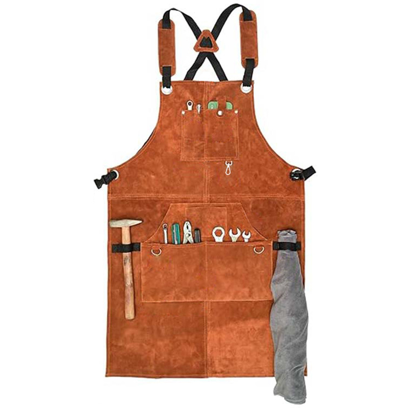 Delantal de terciopelo de doble cara de comercio exterior, ropa de trabajo de reparación de máquinas multifunción multifunción multibolsillo, delantal de carpintería ignífugo