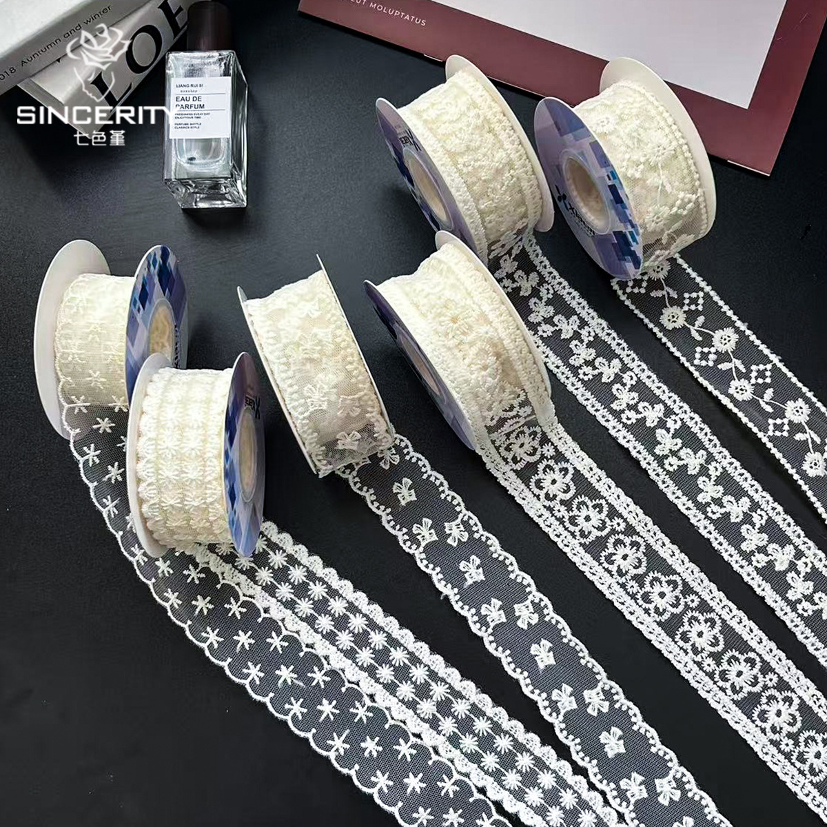 Siete colores cordier encaje jacquard cintas floral cintas floral florista embalaje DIY cintas de arco hechas a mano
