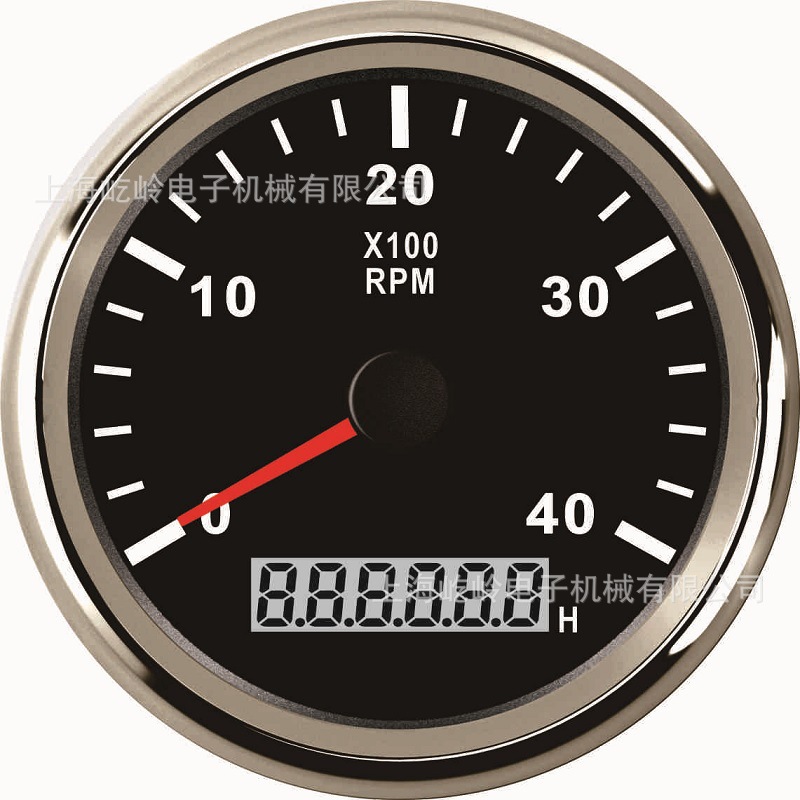 85mm Pointer Tachometer, Universal automobile instrument - silver-edge-black-face-0-4000rpm