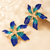 Blue metal earrings, Aliexpress, European style, flowered