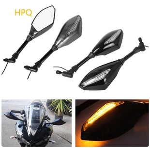 Led Rearview Mirror with Light, Motorcycle Modified Universal Rearview Mirror Light Housing with Light, Turn Indicator Mirror, Reversing Mirror