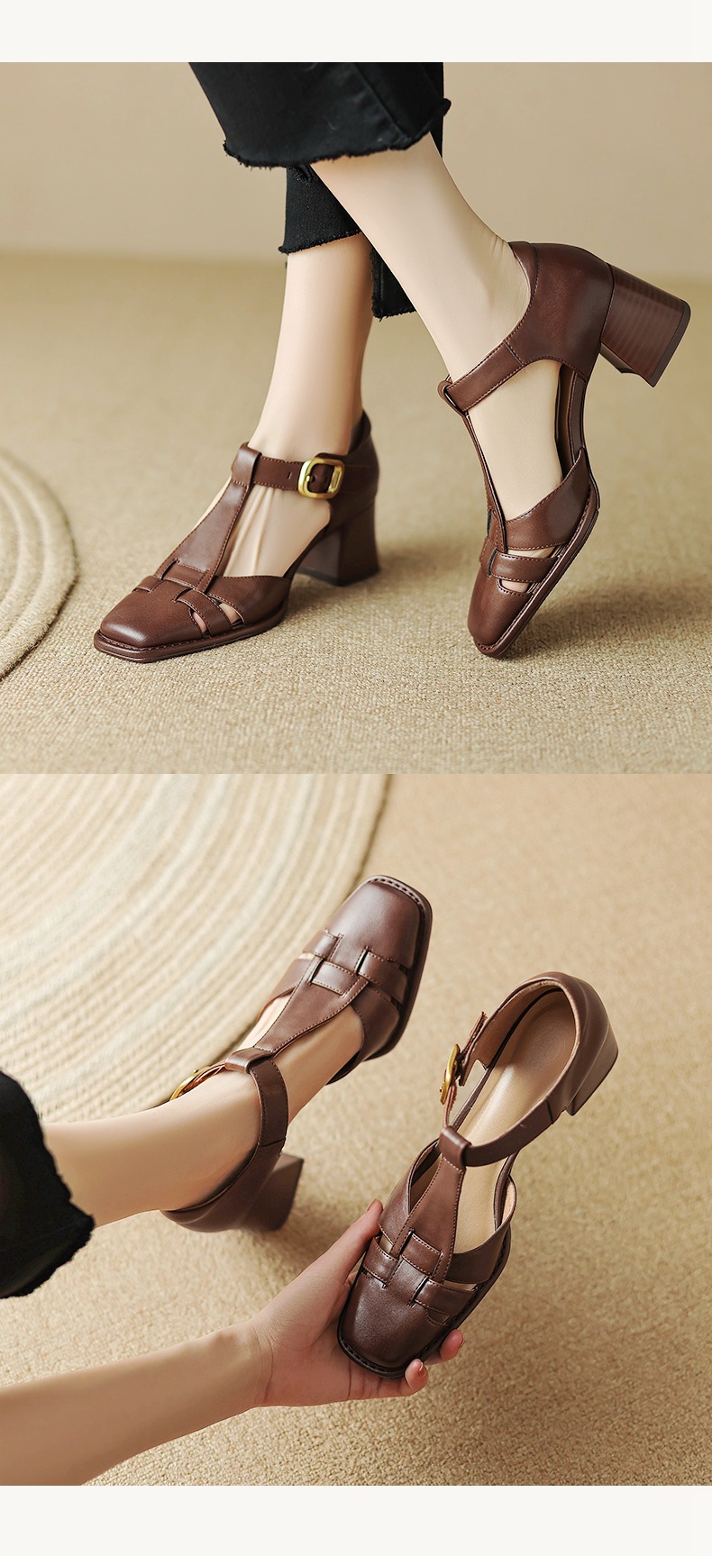 E1706 1830K GIÀY DÉP SANDAL NỮ CHETDI GÓT VUÔNG MÙA HÈ PHỤC CỔ CỔ ĐIỂN GIÀY DÉP NỮ G05 SẢN PHẨM MỚI