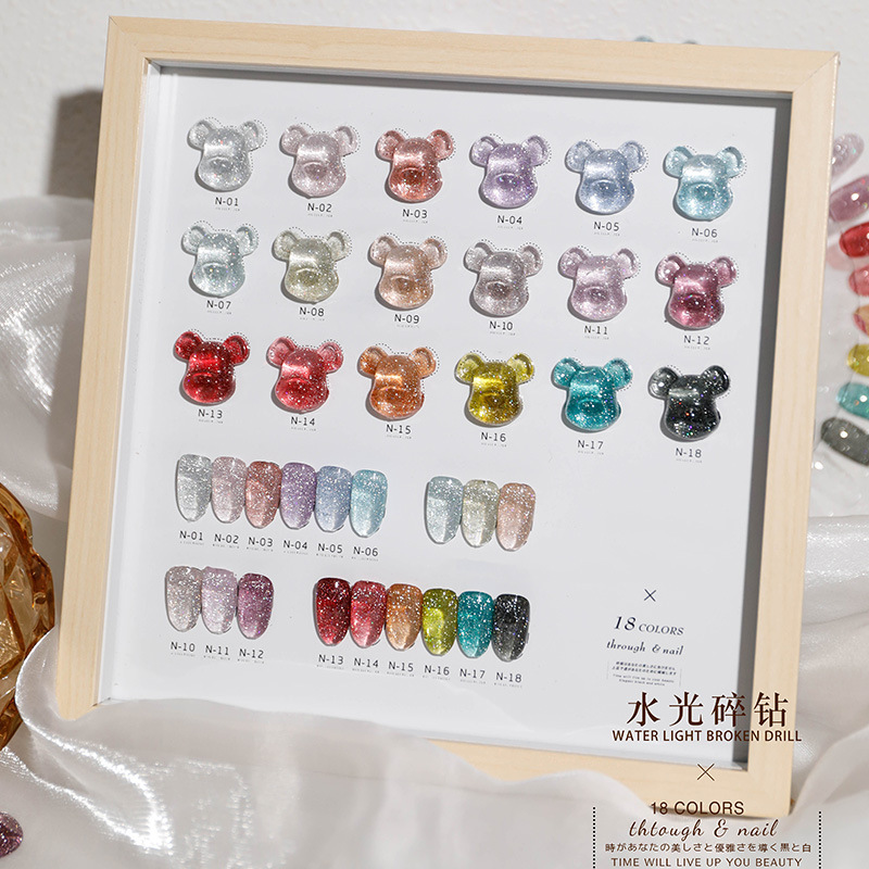 Explosión de brillo de diamante transparente color desnudo denso brillo desnudo polvo fototerapia esmalte de uñas hadas blanqueamiento suave a través del hielo primavera y verano nuevo estilo