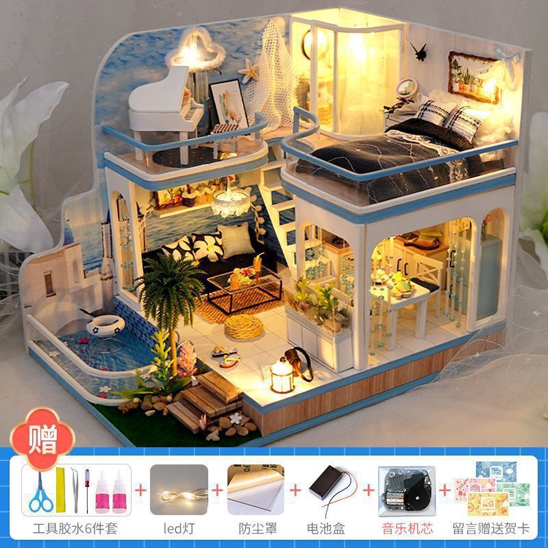 2025网红款手工小屋中国风古建筑拼装房子模型儿童玩具生日送女生|undefined