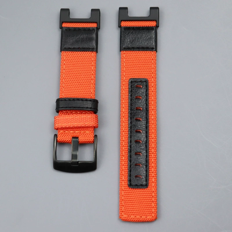 Ремешок для Huami Amazfit T‑Rex (A1918) — холщовый нейлон чёрный, кожаная отделка, с отвёрткой