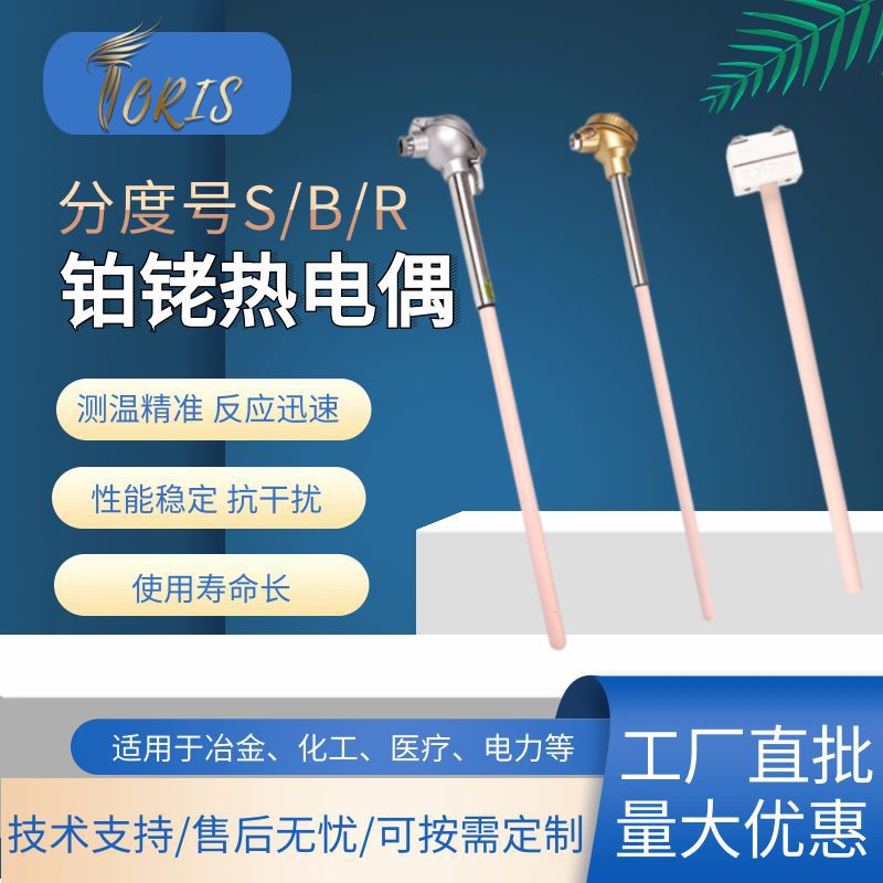 S型铂铑热电偶 耐高温刚玉管WRp-130铂铑电热偶 B型R型温度传感器