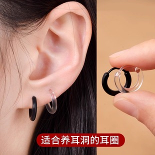 Resin-focused earrings for men and women's new anti-allergic ring earbuds Korean version of student versatile earrings