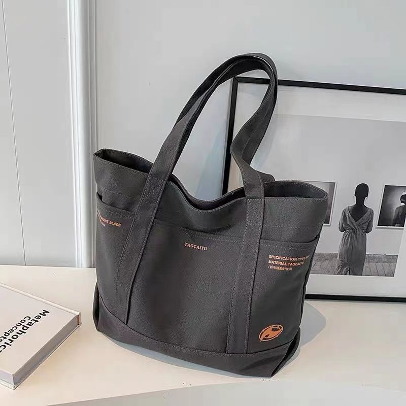 Large Capacity Bucket Canvas Bag 2024 New Fashion Work Commuter Shoulder Bag Student Class Simple Tote Bag Large Capacity Bucket Canvas Bag 2024 New Fashion Work Commuter Shoulder Bag Student Class Simple Tote Bag