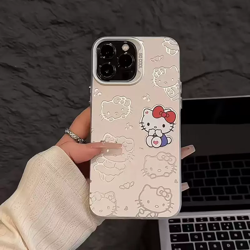 Чехол для телефона Hello Kitty, белый принт, совместим с сериями iPhone 7–17