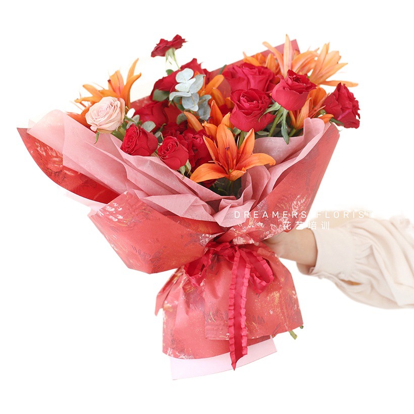 Sueño de nuevo jardín vintage papel de embalaje de flores pintura al óleo papel Kraft material de la tienda de flores al por mayor ramo bolsa de regalo Flor de Papel