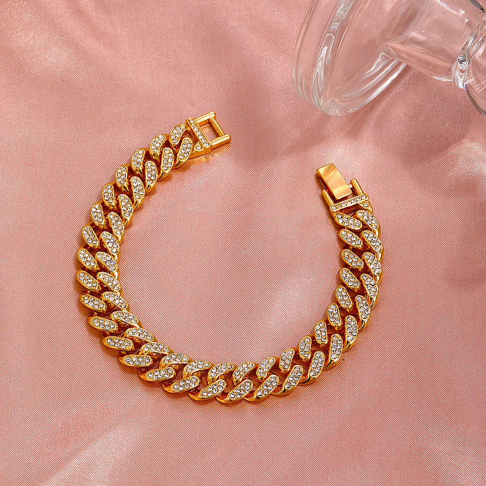 41g Weight Zircon Inlay Material Bracelets Classification Anniversary, Business, Travel Occasion Alloy Material Geometric Pattern Unisex Gender Diamond Design Fashion Style White, Gold Color Fashion Geometric Zircon Alloy Chain & Link Bracelets Wholesale 10