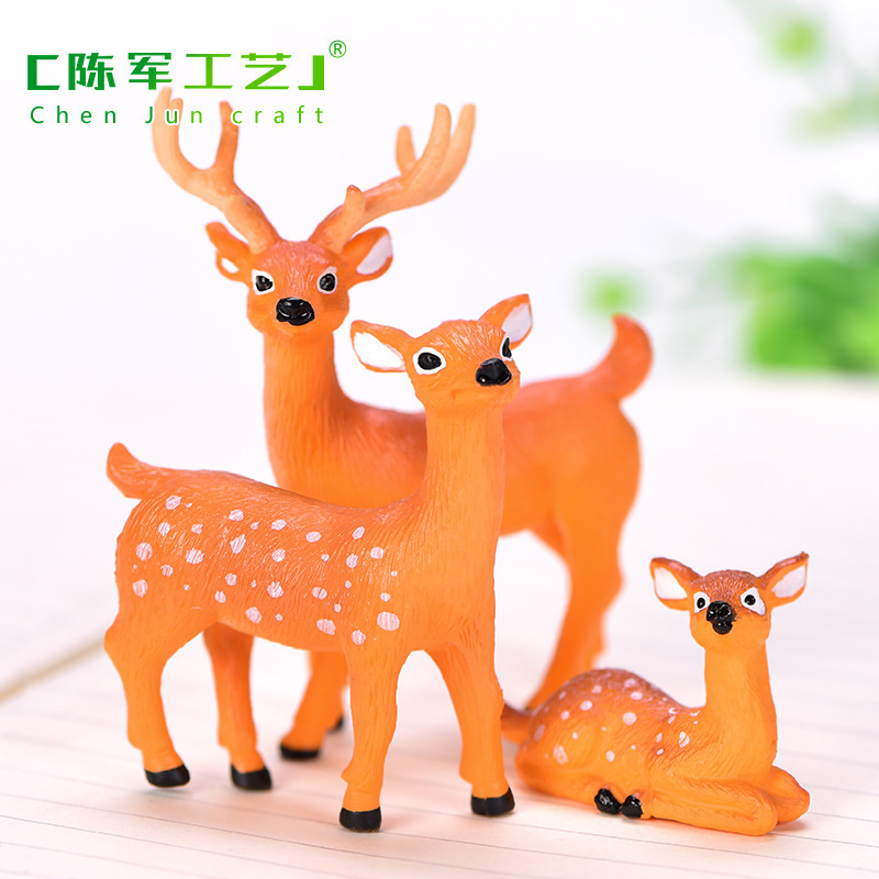 微景観pvc置物園芸植物ニホンジカ動物置物小鹿一家プラスチックキーホルダー部品|undefined